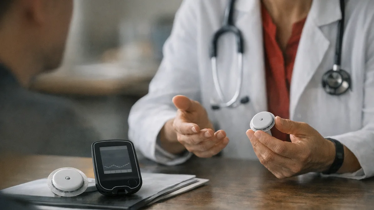 A healthcare professional explaining CGM usage