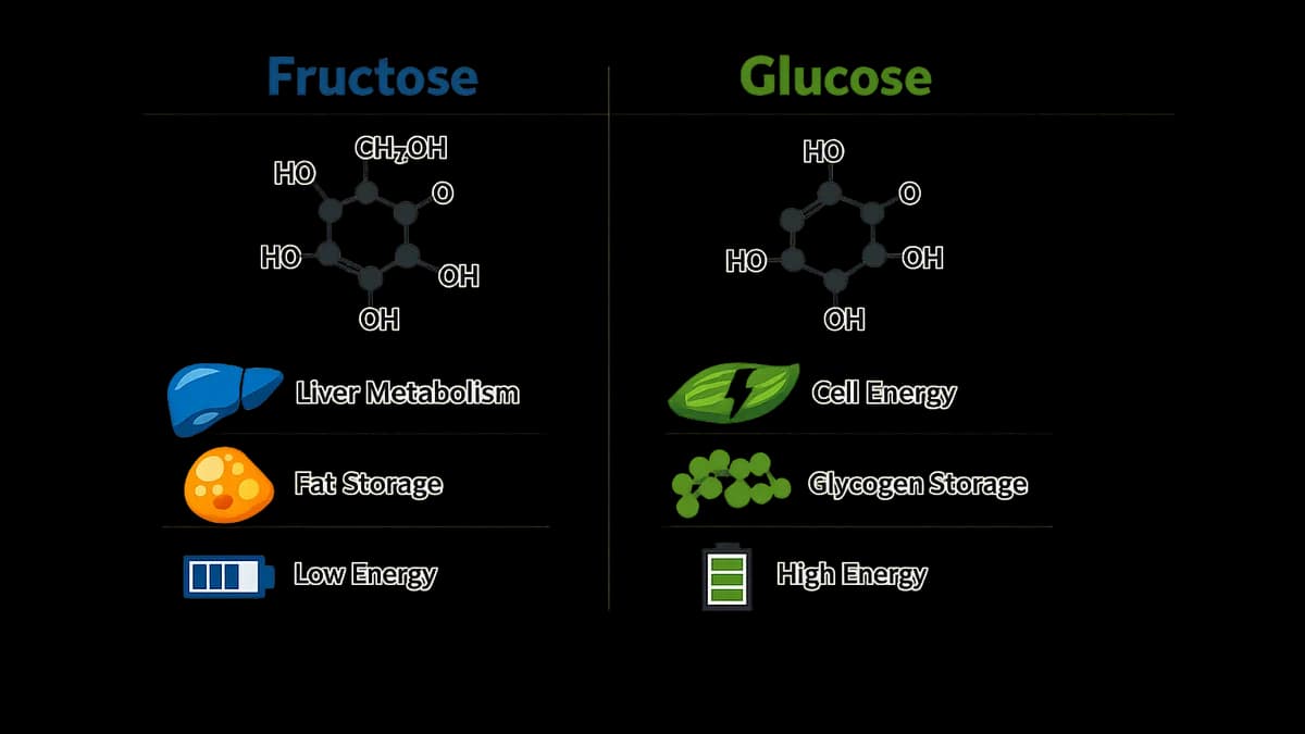 Comparison of fructose and glucose molecular structures