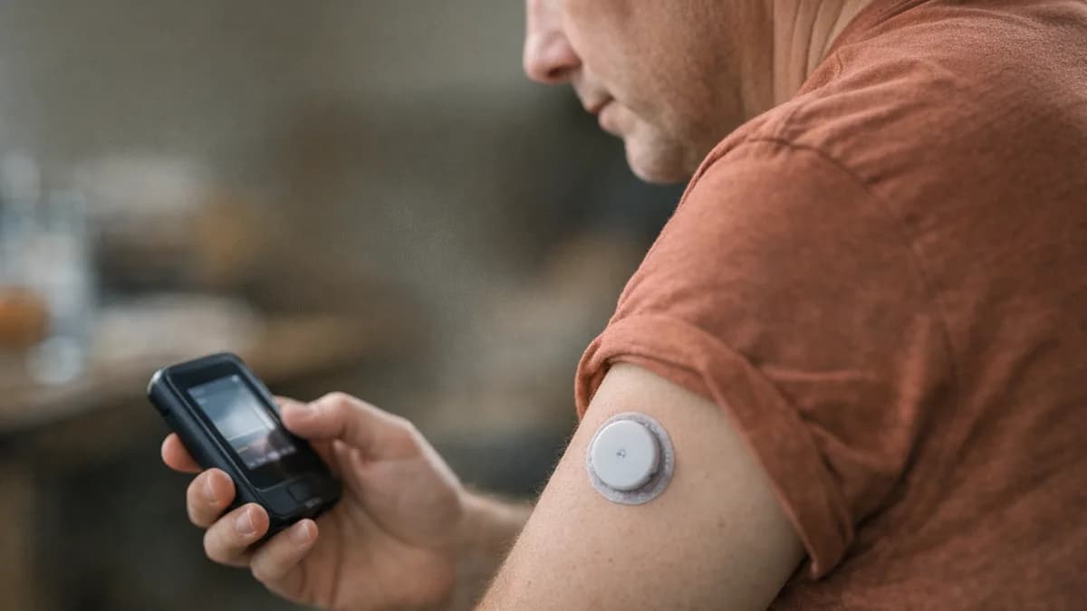 A person using a Dexcom CGM device.