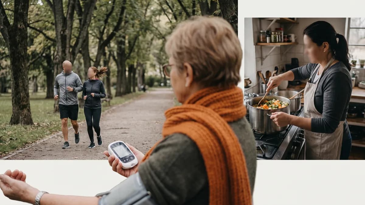 Group of people engaging in healthy activities to lower A1C.