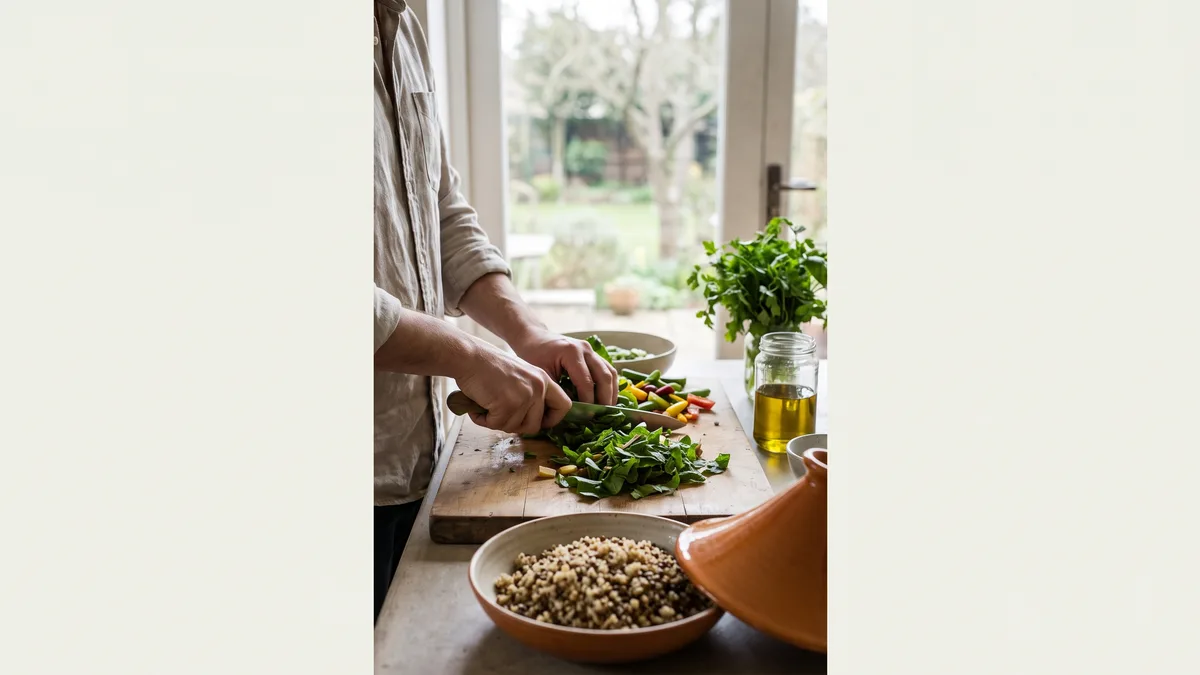 A person preparing a healthy meal to lower A1C levels naturally.