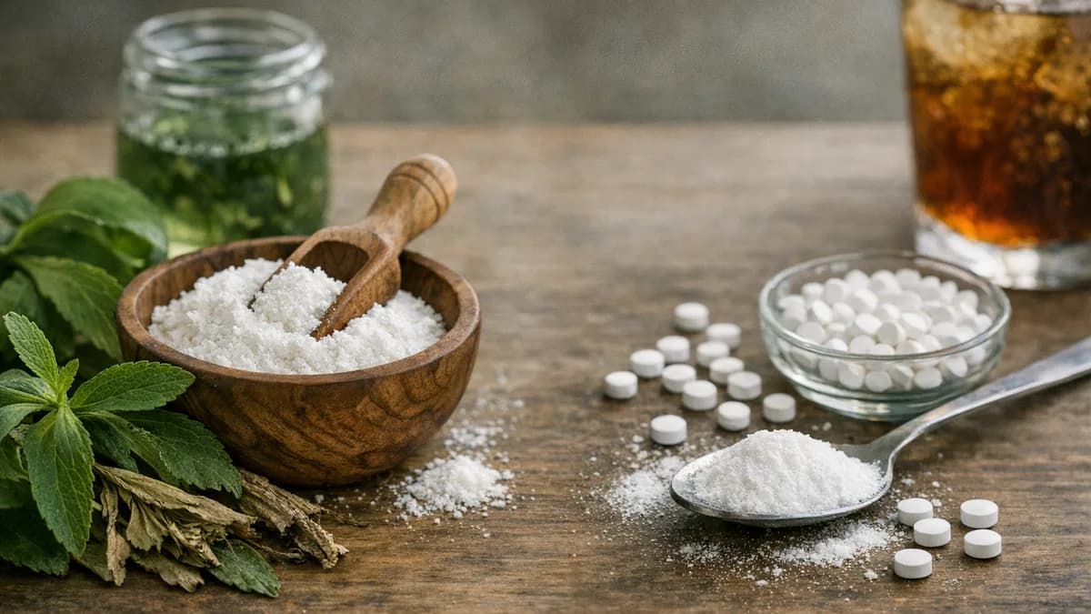 A comparison of Stevia and Aspartame sweeteners.