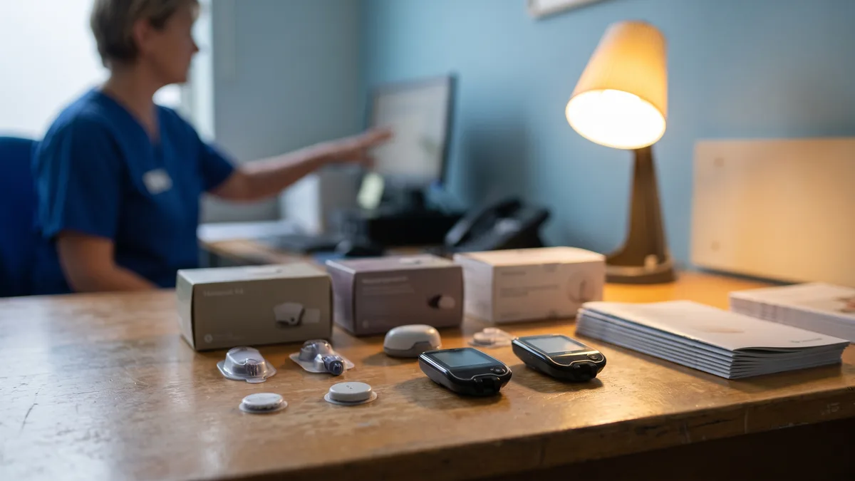An array of over-the-counter continuous glucose monitors for diabetes management.