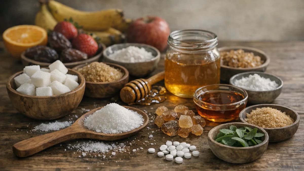 Assortment of different types of sugar