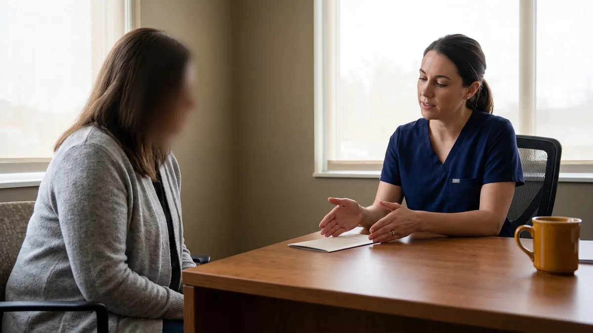 Healthcare professional discussing Wegovy with a patient