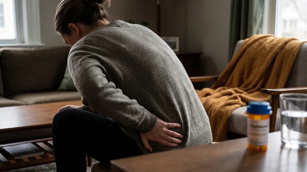 A person experiencing nausea with Zepbound bottle